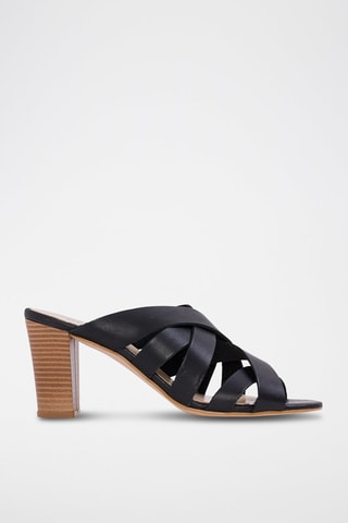 Mules de salto em couro Preto - Preto