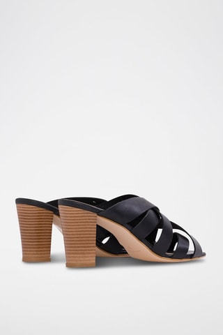 Mules de salto em couro Preto - Preto