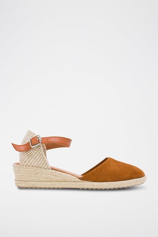 Alpargatas de cunha de nobuck Camel - Castanho