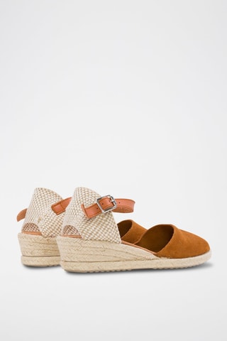 Alpargatas de cunha de nobuck Camel - Castanho