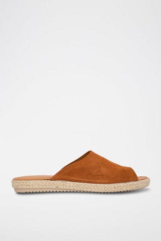 Chinelos em nobuck Camel - Castanho