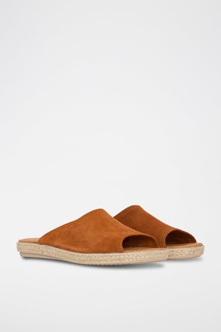 Chinelos em nobuck Camel - Castanho