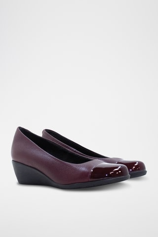 Sapatos de salto com cunha em couro - Azul