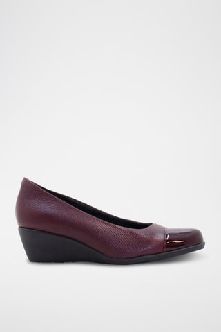 Sapatos de salto com cunha em couro - Azul