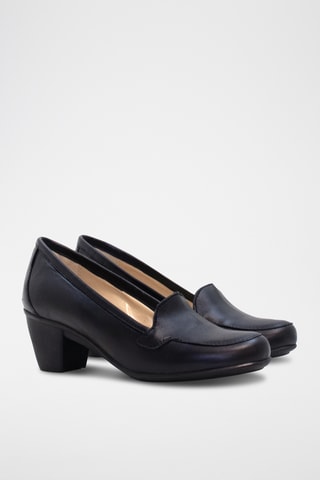 Mocassins de salto em couro - Preto