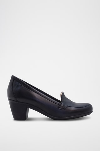 Mocassins de salto em couro - Preto