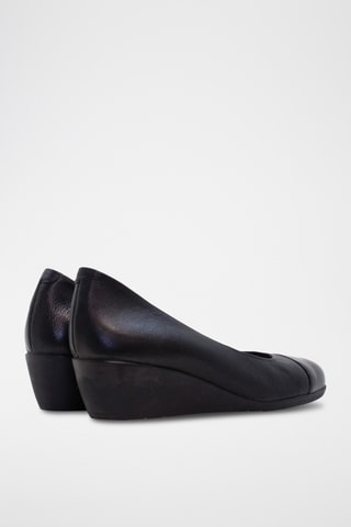 Sapatos de salto com cunha em couro - Preto