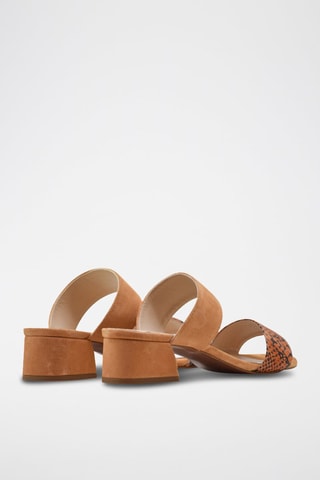 Mules de salto em couro Nude - Nude