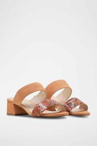 Mules de salto em couro Nude - Nude