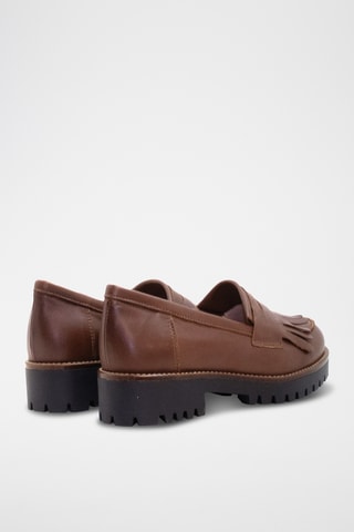 Mocassins de salto em couro - Castanho