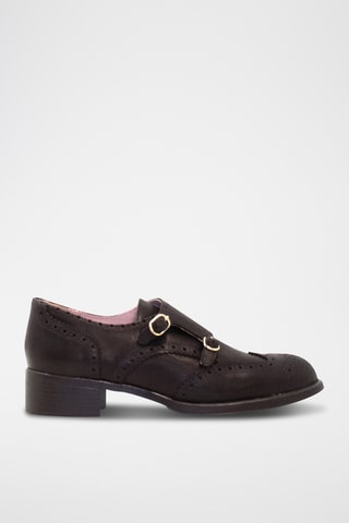 Derbies com fivelas em couro - Castanho