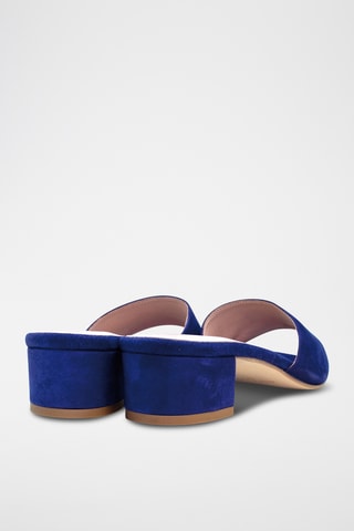 Mules de salto em nobuck - Azul-marinho