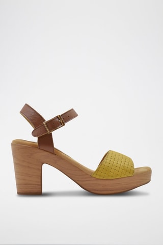 Sandálias de salto em couro Amarelo - Amarelo e castanho