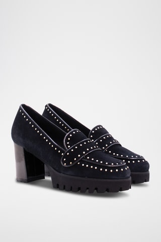 Mocassins de salto em nobuck - Preto