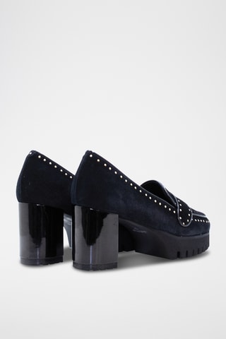 Mocassins de salto em nobuck - Preto
