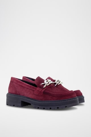 Mocassins de salto em nobuck - Castanho