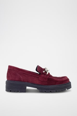 Mocassins de salto em nobuck - Castanho