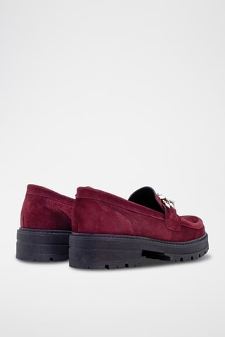 Mocassins de salto em nobuck - Castanho