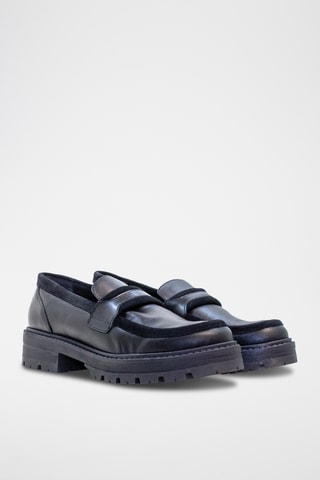 Mocassins de salto em couro - Preto