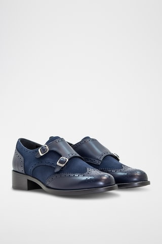 Derbies com fivelas em couro - Azul