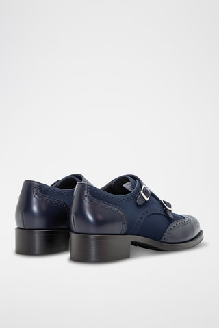 Derbies com fivelas em couro - Azul