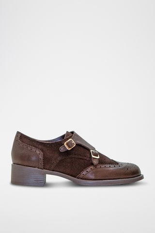 Derbies com fivelas em couro - Castanho