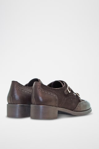 Derbies com fivelas em couro - Castanho
