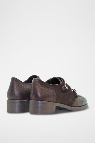 Derbies com fivelas em couro - Castanho