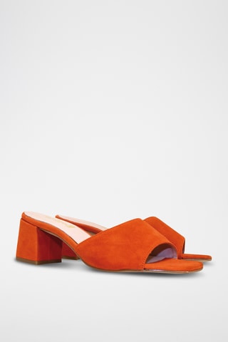Mules de salto em nobuck - Laranja