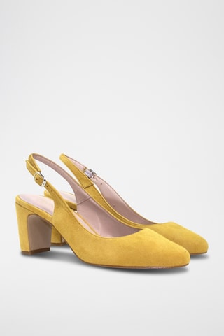 Sapatos de salto em nobuck - Amarelo