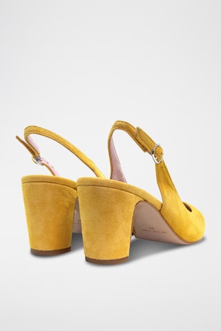 Sapatos de salto em nobuck - Amarelo