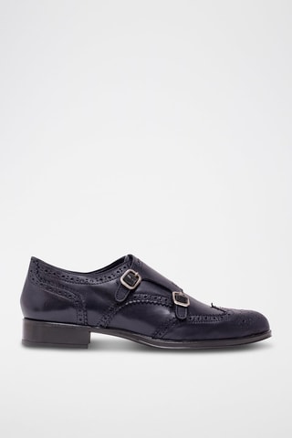 Richelieus de couro - Preto - Azul-marinho