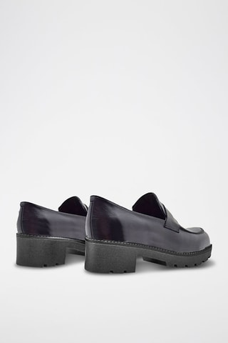 Mocassins com plataforma de couro - Preto - Preto