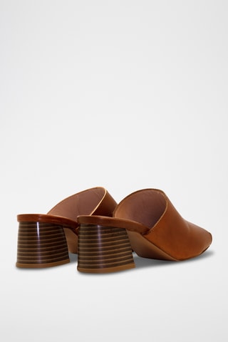 Mules de salto em couro - Castanho