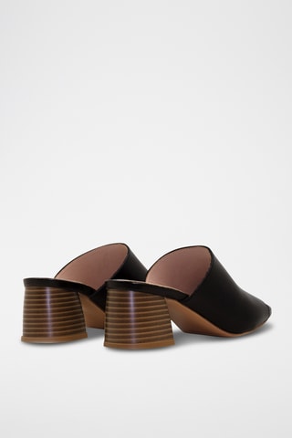 Mules de salto em couro - Preto