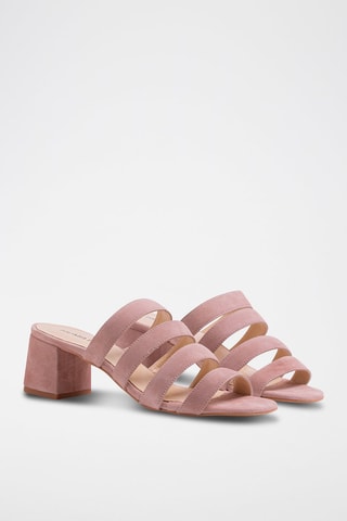 Chinelos de salto em nobuck Rosa velho - Nude