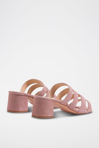 Chinelos de salto em nobuck Rosa velho - Nude