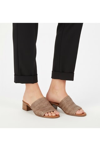 Mules de salto em couro - Castanho