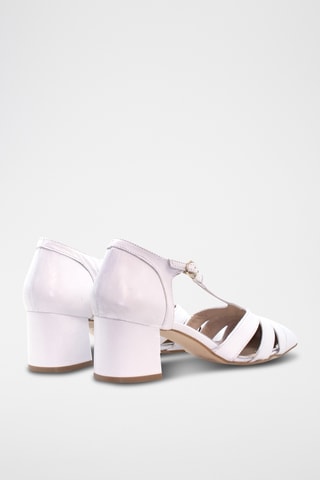 Salomés de salto em couro - Branco