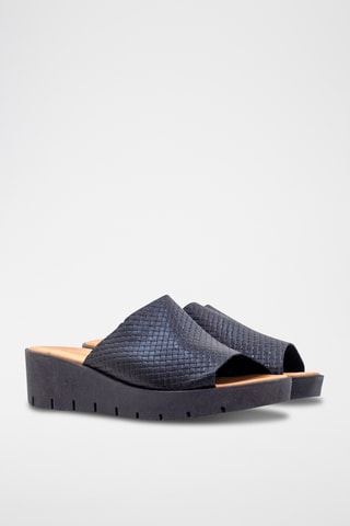 Mules de salto em couro - Preto