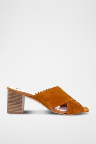 Mules de salto em nobuck - Castanho