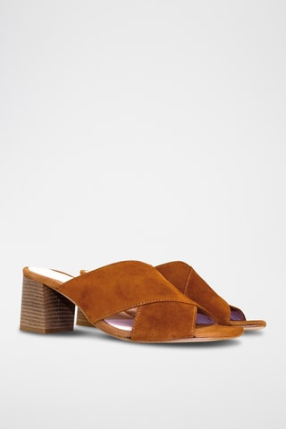 Mules de salto em nobuck - Castanho