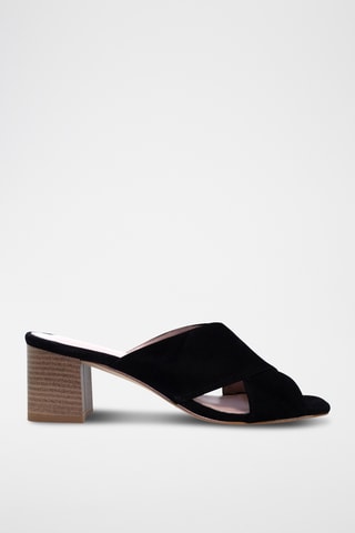 Mules de salto em nobuck - Preto