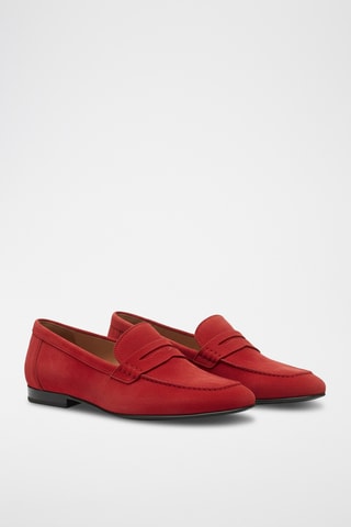 Mocassins em nobuck - Vermelho
