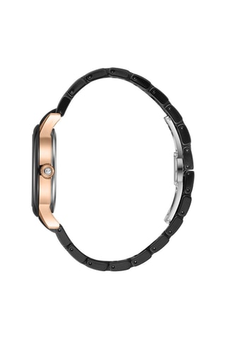 Relógio de quartzo em aço e cerâmica - Preto e dourado-rosa