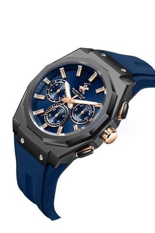 Relógio de silicone - Cronógrafo - Azul e preto