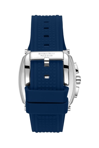 Relógio de quartzo em silicone - GMT - Azul e prateado