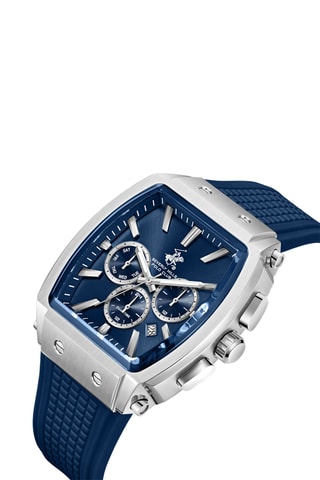 Relógio de quartzo em silicone - GMT - Azul e prateado