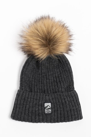 Gorro con borla de lana Jeeh - Gris oscuro jaspeado - Sun Valley