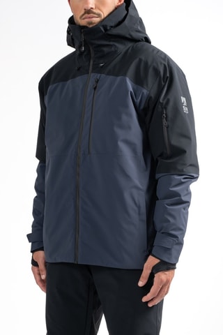 Chaqueta de esquí con capucha Daemon - Negro y azul cobalto - Sun Valley